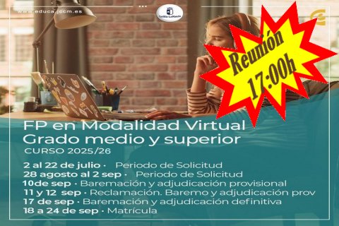CICLOS FORMATIVOS MODALIDAD VIRTUAL: MATRICULACIÓN Y REUNIÓN INICIAL.
